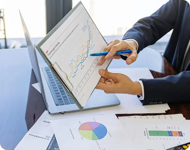 Financial advisors meeting in a modern office