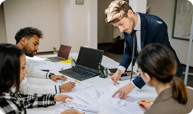 Team of finance professionals collaborating